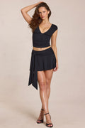 Mid-Rise Skort in Black