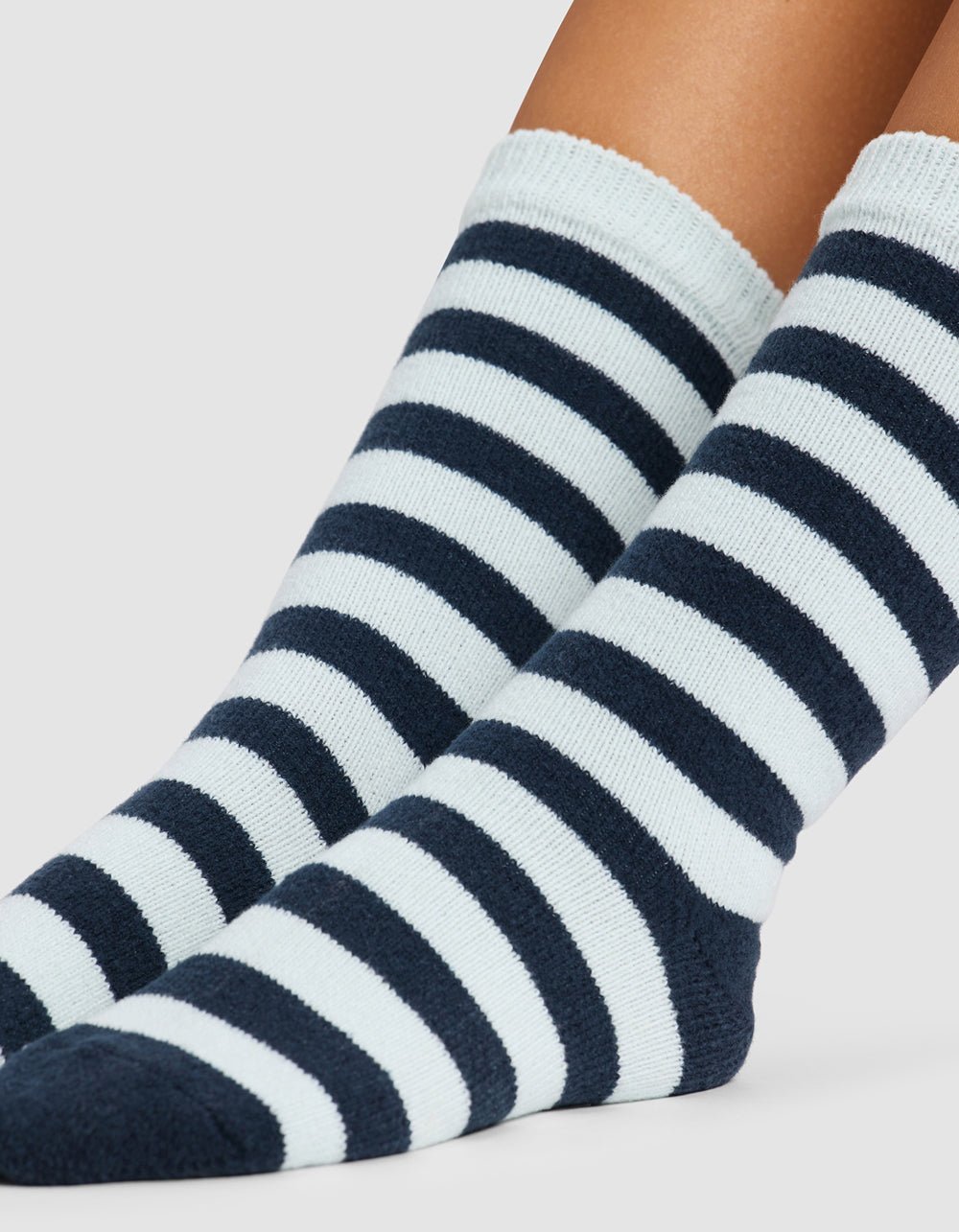 Striped Plush Lounge Calf Sock - Last Chance
