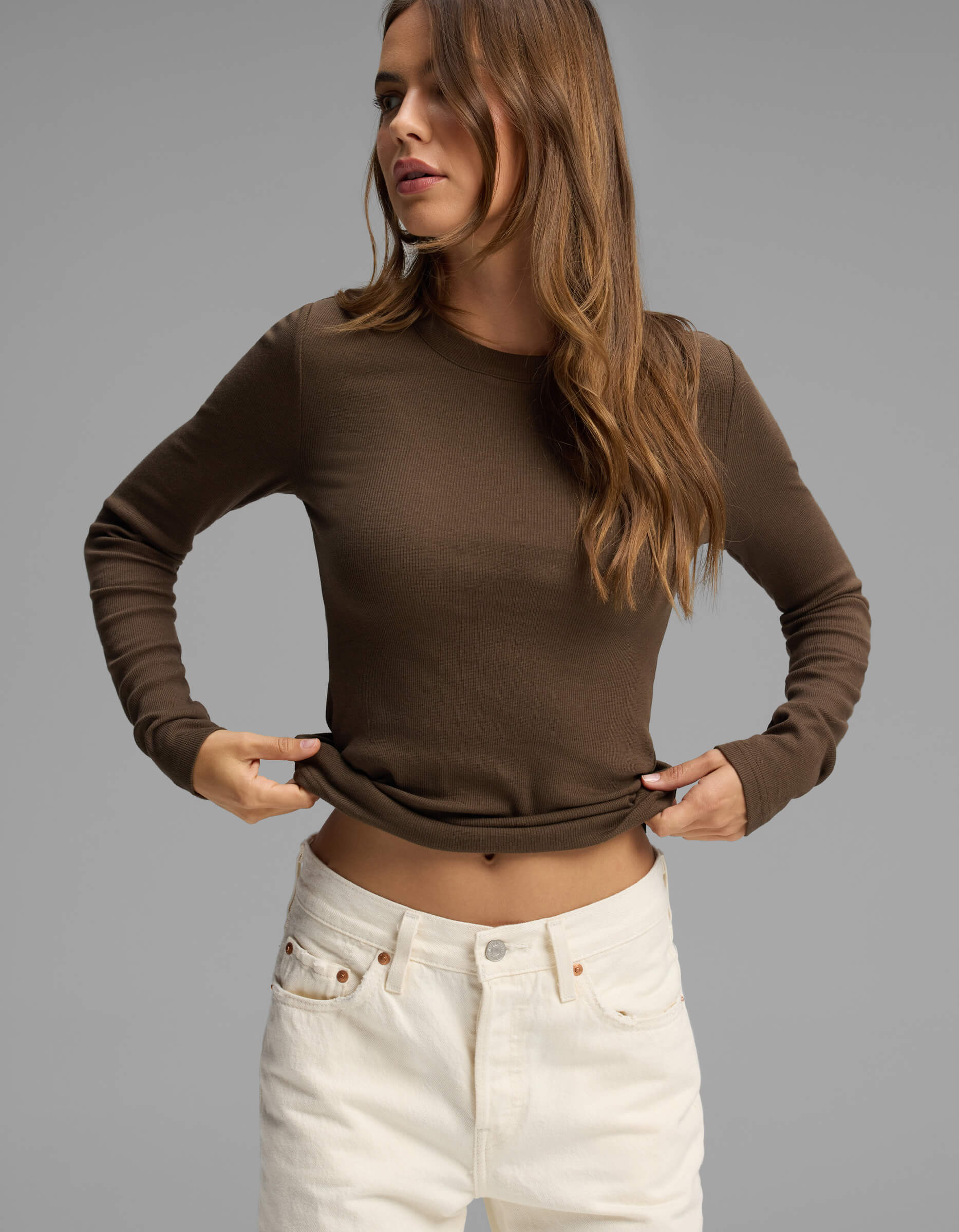 Women's Fine Ribbed Long Sleeve Tee