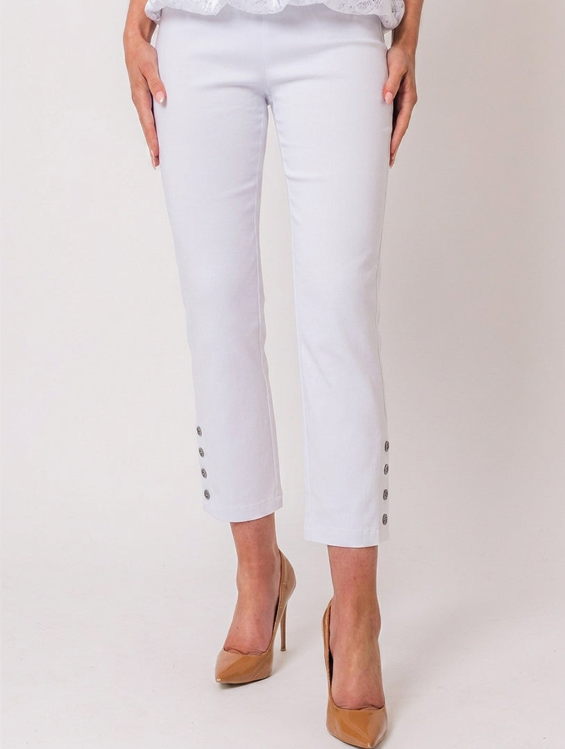 Button Crop Moda - White
