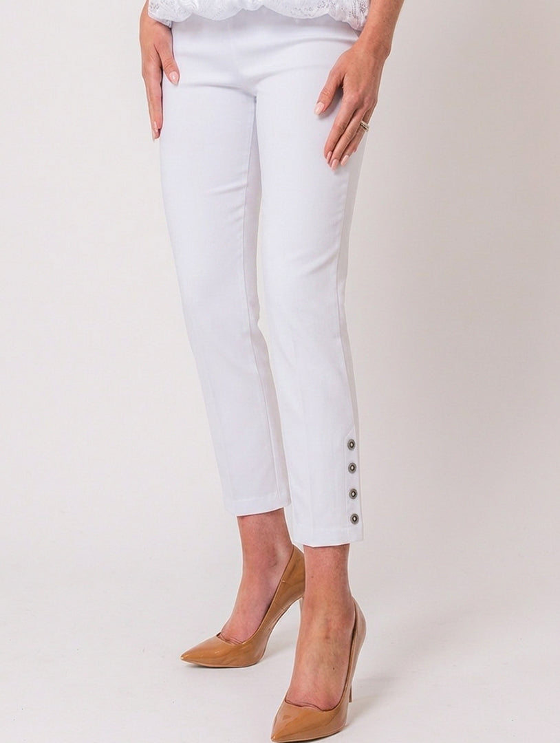 Button Crop Moda - White